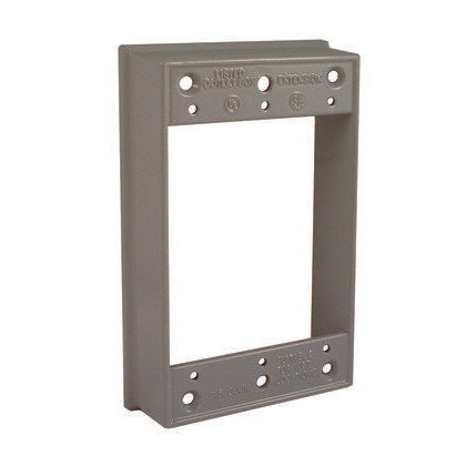 Weatherproof Box Extension, 1 Gang, No Outlets, 1" Deep, Aluminum Die Cast