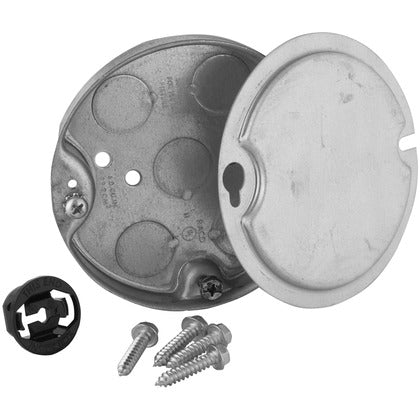 4" Ceiling Pan, 1/2" Deep, 1/2" KOs, Metallic