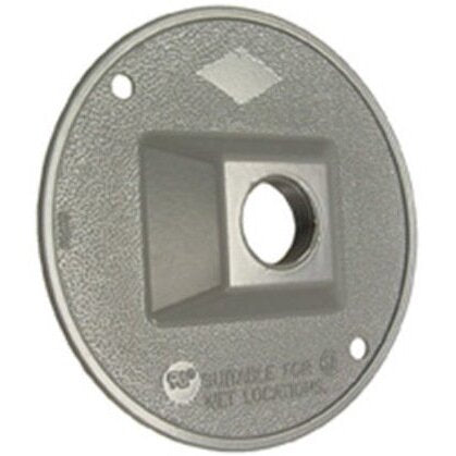 Weatherproof Cover, Round, (1) 1/2" Outlet, 4.125" Diameter, Die-Cast Aluminum, Gray
