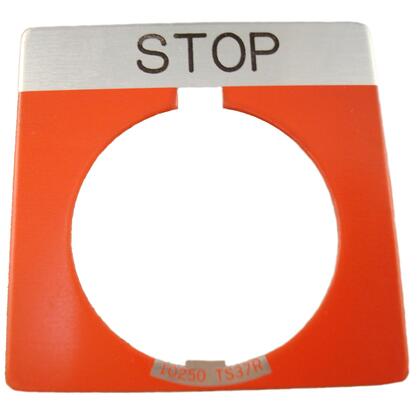30mm, Legend Plate, STOP, Red Field, Square