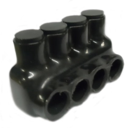 Multi-Tap Connector, 4-Port, Black, Insulated, 14 - 4 AWG, 1-Sided