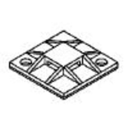 4-Way Cable Tie Mounting Base, Adhesive, 3/4" x 3/4", White