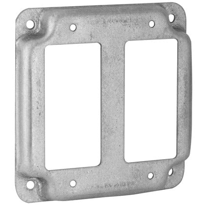4" Square Exposed Work Cover, (2) Decora/GFCI
