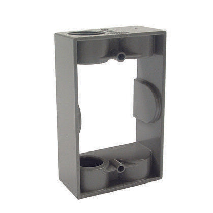 Weatherproof Box Extension, 1 Gang, (2) 3/4" Outlets, 1-1/2" Deep, Aluminum Die Cast