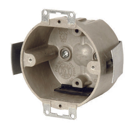 3-1/2" Round Fixture Box, Depth 2", Old Work, Non-Metallic