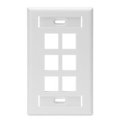 Wallplate, QuickPort, 1-Gang, 6-Port, ID Windows, White