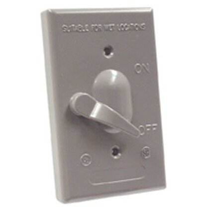 Weatherproof Cover, 1-Gang, Toggle Switch, Vertical, Aluminum, Gray