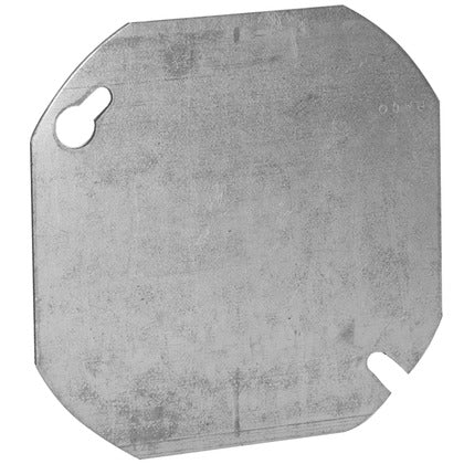 4" Octagon/Round Box Cover, Blank, Metallic