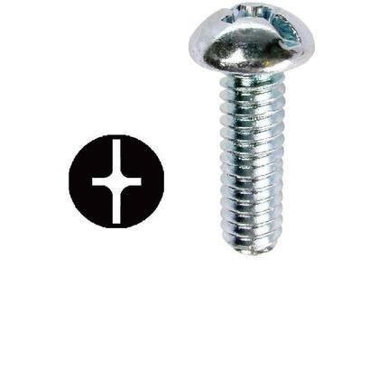1/4" Steel Round Head Machine Screw, Slotted/Phillips, 100/Pack