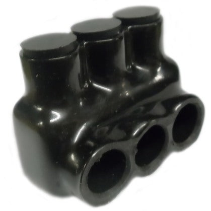 Multi-Tap Connector, 3-Port, Black, Insulated, 14 - 4 AWG, 1-Sided