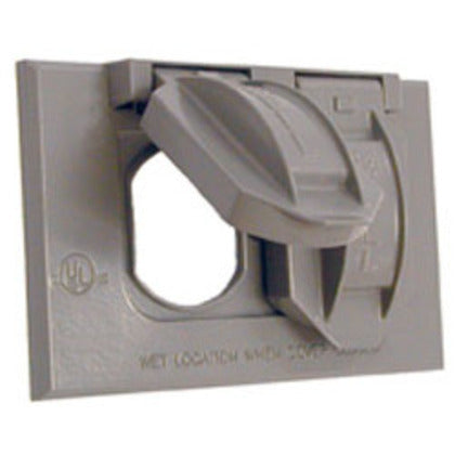 Weatherproof Cover, 1-Gang, Duplex, Horizontal, Aluminum, Gray