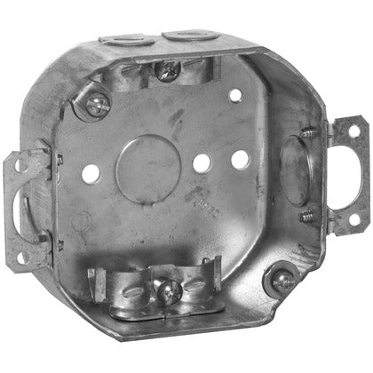 3-1/4" Octagon Box, 1-1/2" Deep, 1/2" KOs, Drawn, Steel