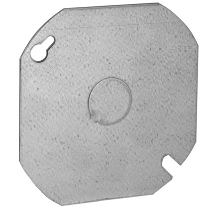 4" Octagon/Round Box Cover, (1) 1/2" Knockout, Drawn, Metallic