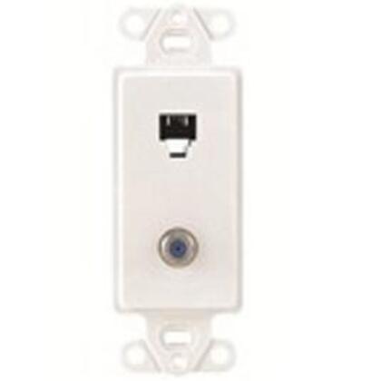Wallplate Insert, 2-Port, Telephone/Video, 6P4C, F-Connector, White