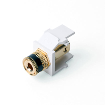 White Binding Post Adapter, Gold-Plated, Black Stripe