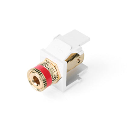 White Binding Post Adapter, Gold-Plated, Red Stripe