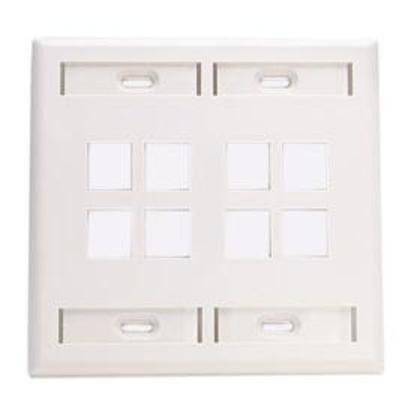 Wallplate, QuickPort, 2-Gang, 8-Port, ID Windows, White