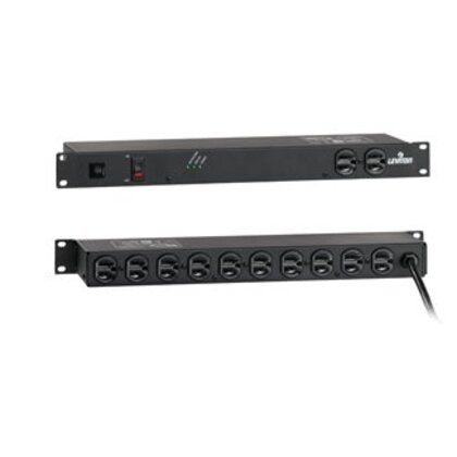 Power Strip, Surge Protection, 120V, 15A, 12-Outlet, 19" Rack Mount, Black