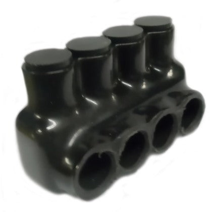 Multi-Tap Connector, 4-Port, Black, Insulated, 14 - 1/0 AWG, 1-Sided