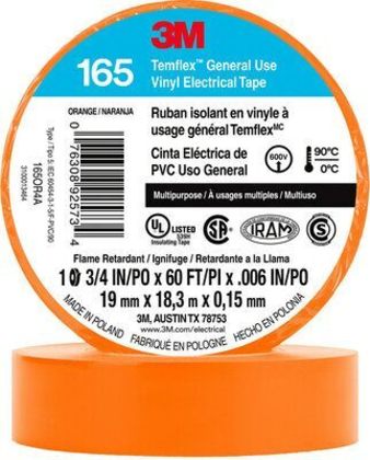 General Use Vinyl Electrical Tape, Multi-Purpose, Orange, 3/4" x 60'