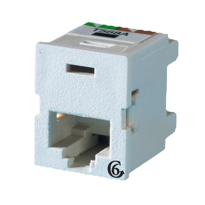 Snap In, TracJack, Cat 6, T568A/B, 180 Degree, Fog White