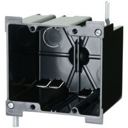 Switchbox, 2 Gang, Old Work, 3-3/8" Deep, Thermoplastic, Black