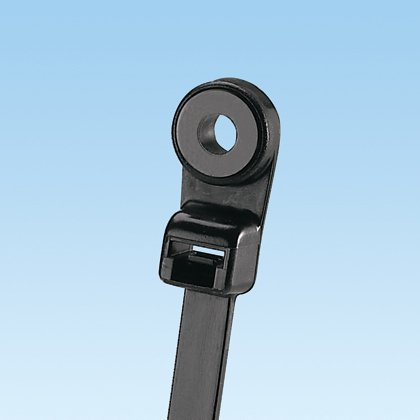 Cable Tie, Screw Mount, UV Rated Nylon, Black, 7.87" Long, 100/PK