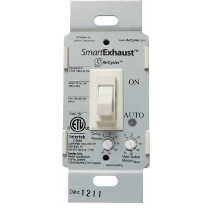 Fan/Light Switch, Toggle Style, 120V, 15A, White