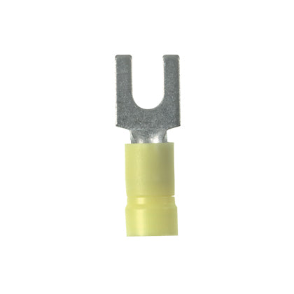 Fork Terminal, Vinyl Insulated, 12-10 AWG, #10 Stud, Yellow