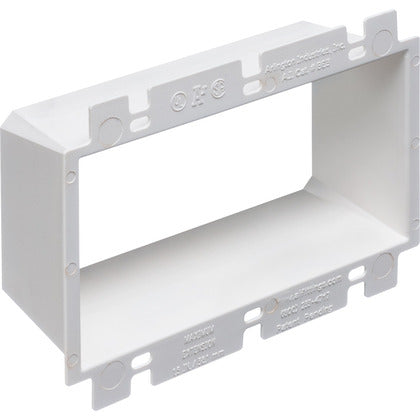 Box Extender, 3-Gang, 1-1/2" Deep, White, Non-Metallic