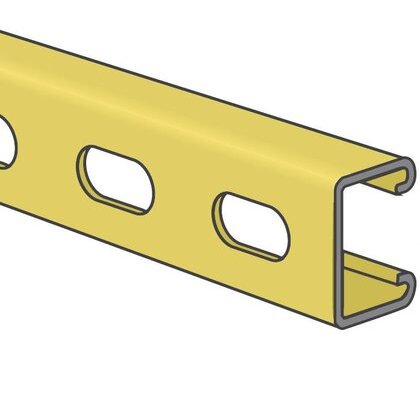 Shallow Strut - Elongated Holes, Steel, Gold, 1-5/8" x 13/16" x 10'