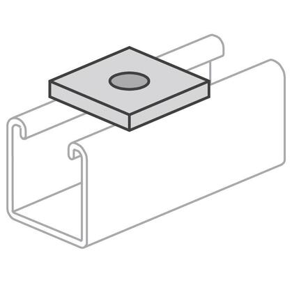 Square Washer, Flat, 3/8", Steel/Electro-Galvanized