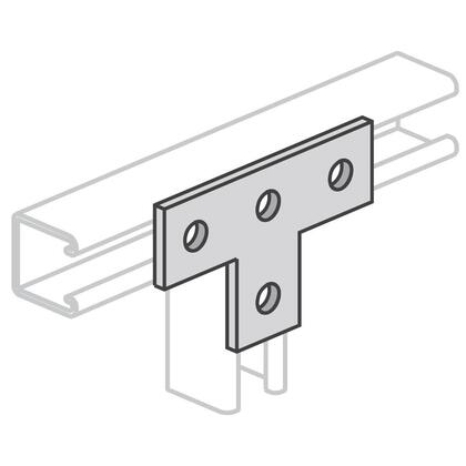 Tee Splice Plate, 4-Hole, 5-3/8" x 3-1/2", Steel/Electro-Galvanized