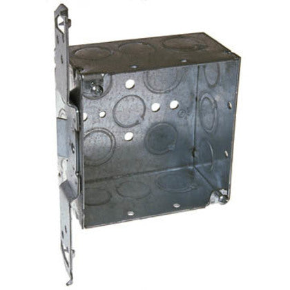 4" Square Box, Welded, Metallic, 2-1/8" Deep, TS Bracket