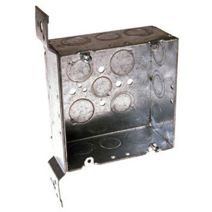 4-11/16" Square Box, Welded, Metallic, 2-1/8" Deep, FM Bracket