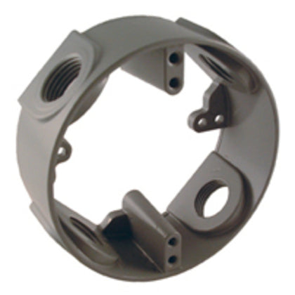 Weatherproof Box Extension, 4" Diameter, (4) 1/2" Outlets, 1-1/2" Deep, Aluminum Die Cast