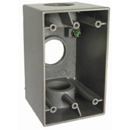 Weatherproof Box, 1 Gang, (3) 1" Outlets, 2-5/8" Deep, Aluminum Die Cast
