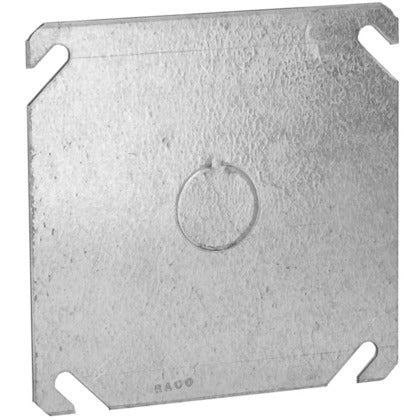 4" Square Cover, Flat, 1/2" Knockout in Center