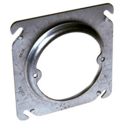 4" Square Fixture Cover, Mud Ring, 5/8" Raised, Drawn, Metallic