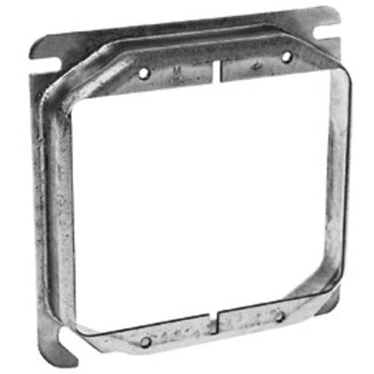 4" Square Cover, 2-Device, Mud Ring, 5/8" Raised, Drawn, Metallic
