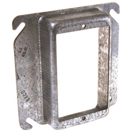 4" Square Cover, 1-Device, Mud Ring, 3/4" Raised, Drawn, Metallic