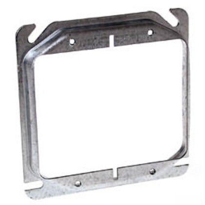 4" Square Cover, 2-Device, Mud Ring, 1/2" Raised, Drawn, Metallic