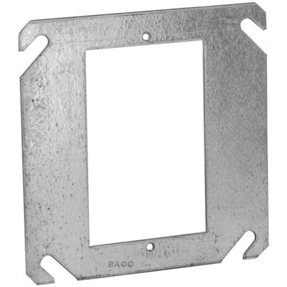 4" Square Cover, 1-Device, Mud Ring, Flat, Drawn, Metallic