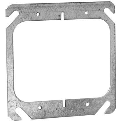 4" Square Cover, 2-Device, Mud Ring, No Raise, Drawn, Metallic