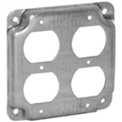 4" Square Exposed Work Cover, (2) Duplex Receptacles