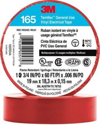 General Use Vinyl Electrical Tape, Multi-Purpose, Red, 3/4" x 60'