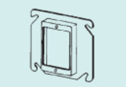 4" Square Cover, 1-Device, Mud Ring, 5/8" Raised, Drawn, Metallic