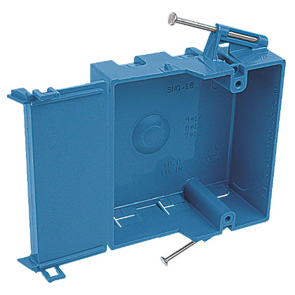 Switch/Outlet Box, 1-Gang, Depth: 1-3/4", Nail-On, Non-Metallic