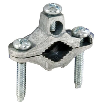 Ground Clamp for Bare Wire, 10 - 4 AWG, Pipe Diameter: 1/2 - 1", Zinc