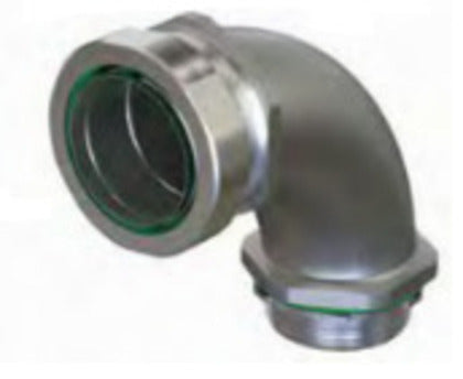 Liquidtight Connector, 90 Degree, 1" Diameter, Malleable Iron/Zinc